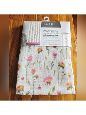NEW! Colordrift Wild Blossoms Linen Blend Shower Curtain 72" x 72"